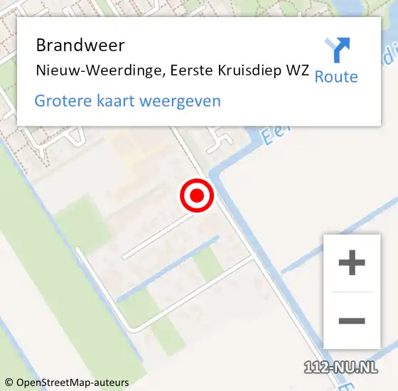 Locatie op kaart van de 112 melding: Brandweer Nieuw-Weerdinge, Eerste Kruisdiep WZ op 31 maart 2024 21:53