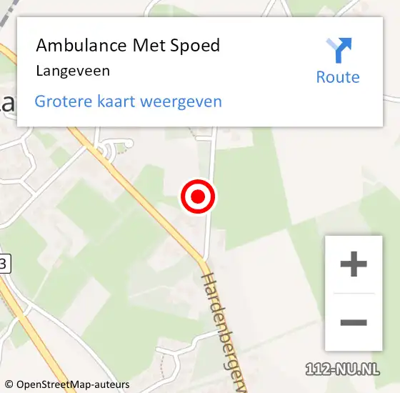 Locatie op kaart van de 112 melding: Ambulance Met Spoed Naar Langeveen op 31 maart 2024 21:59