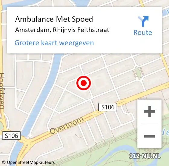 Locatie op kaart van de 112 melding: Ambulance Met Spoed Naar Amsterdam, Rhijnvis Feithstraat op 31 maart 2024 22:26