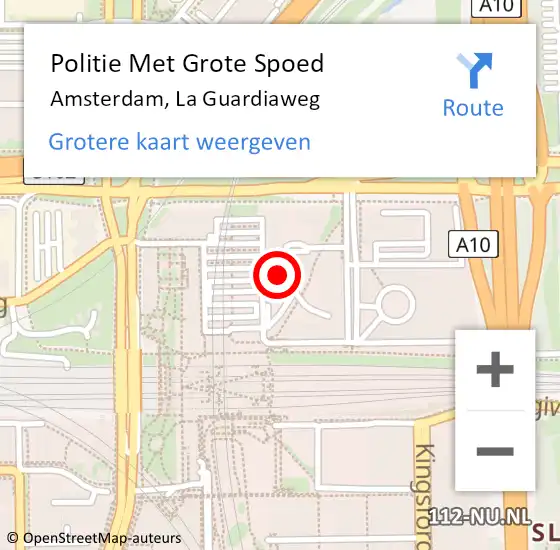 Locatie op kaart van de 112 melding: Politie Met Grote Spoed Naar Amsterdam, La Guardiaweg op 31 maart 2024 23:03