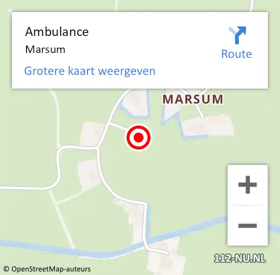 Locatie op kaart van de 112 melding: Ambulance Marsum op 31 maart 2024 23:13
