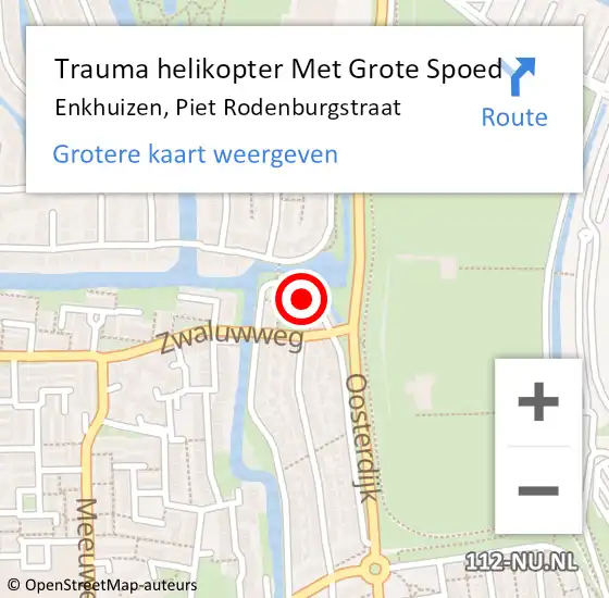 Locatie op kaart van de 112 melding: Trauma helikopter Met Grote Spoed Naar Enkhuizen, Piet Rodenburgstraat op 1 april 2024 00:14
