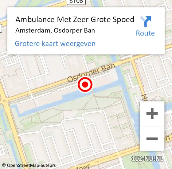 Locatie op kaart van de 112 melding: Ambulance Met Zeer Grote Spoed Naar Amsterdam, Osdorper Ban op 1 april 2024 01:03