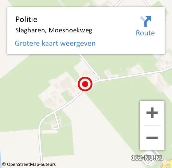 Locatie op kaart van de 112 melding: Politie Slagharen, Moeshoekweg op 1 april 2024 01:20