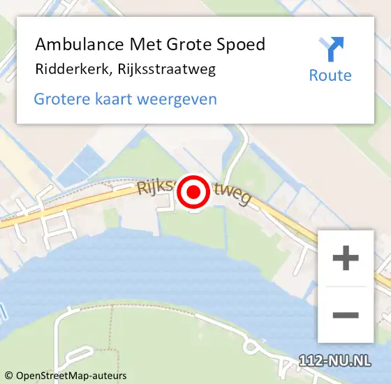 Locatie op kaart van de 112 melding: Ambulance Met Grote Spoed Naar Ridderkerk, Rijksstraatweg op 1 april 2024 01:26