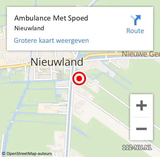 Locatie op kaart van de 112 melding: Ambulance Met Spoed Naar Nieuwland op 1 april 2024 01:48