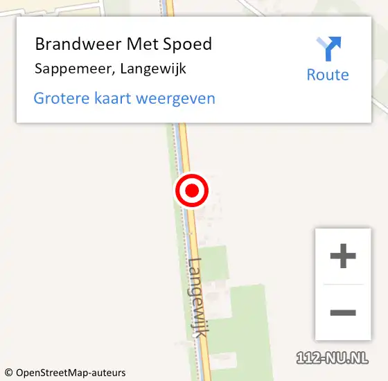 Locatie op kaart van de 112 melding: Brandweer Met Spoed Naar Sappemeer, Langewijk op 1 april 2024 02:01