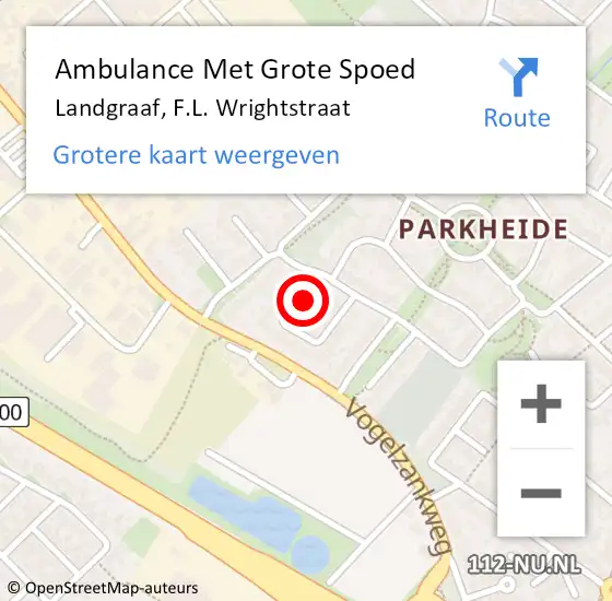 Locatie op kaart van de 112 melding: Ambulance Met Grote Spoed Naar Landgraaf, F.L. Wrightstraat op 1 april 2024 02:22