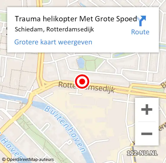 Locatie op kaart van de 112 melding: Trauma helikopter Met Grote Spoed Naar Schiedam, Rotterdamsedijk op 1 april 2024 02:24