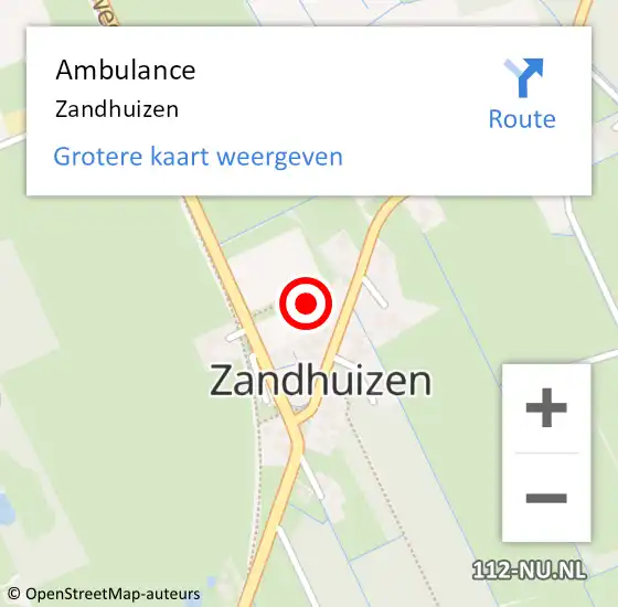 Locatie op kaart van de 112 melding: Ambulance Zandhuizen op 1 april 2024 02:38