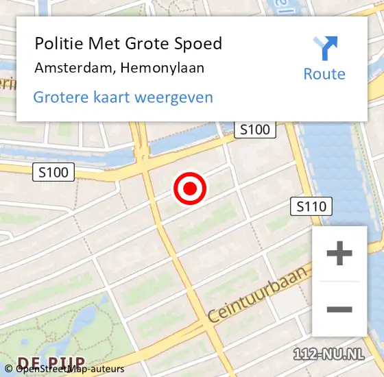 Locatie op kaart van de 112 melding: Politie Met Grote Spoed Naar Amsterdam, Hemonylaan op 1 april 2024 02:59