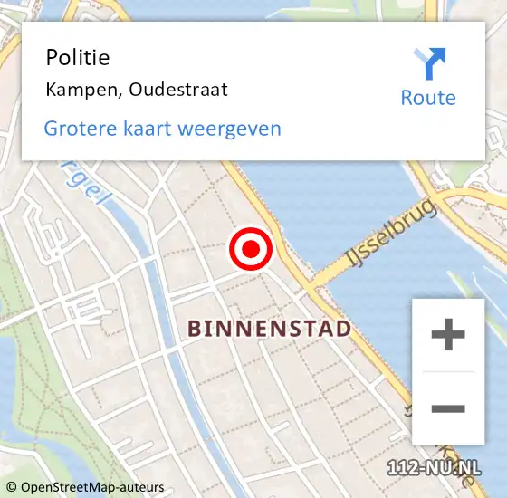 Locatie op kaart van de 112 melding: Politie Kampen, Oudestraat op 1 april 2024 04:05