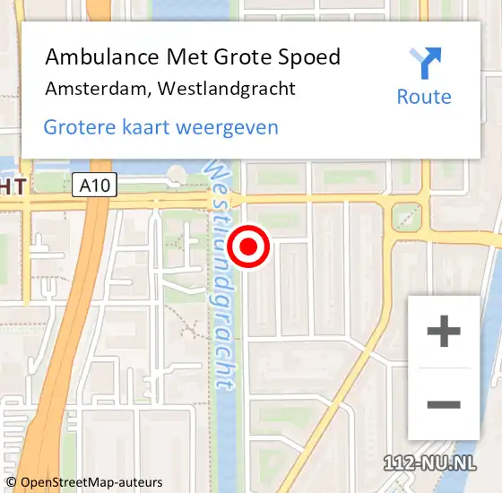 Locatie op kaart van de 112 melding: Ambulance Met Grote Spoed Naar Amsterdam, Westlandgracht op 1 april 2024 04:07