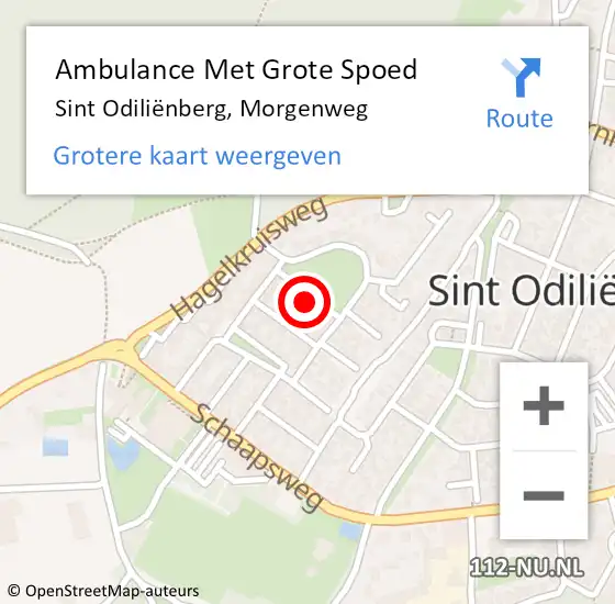 Locatie op kaart van de 112 melding: Ambulance Met Grote Spoed Naar Sint Odiliënberg, Morgenweg op 1 april 2024 04:48