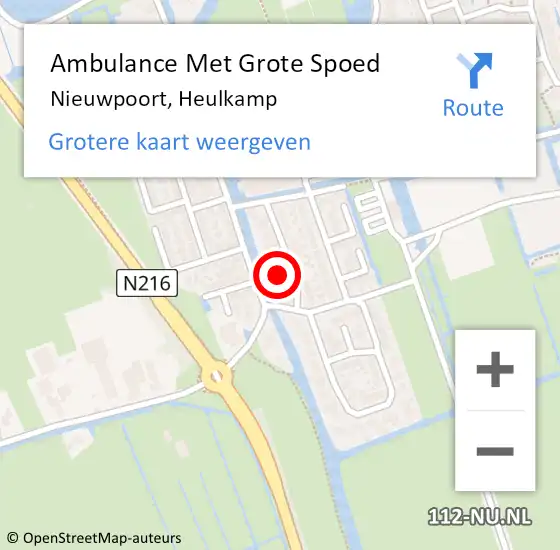Locatie op kaart van de 112 melding: Ambulance Met Grote Spoed Naar Nieuwpoort, Heulkamp op 1 april 2024 05:29