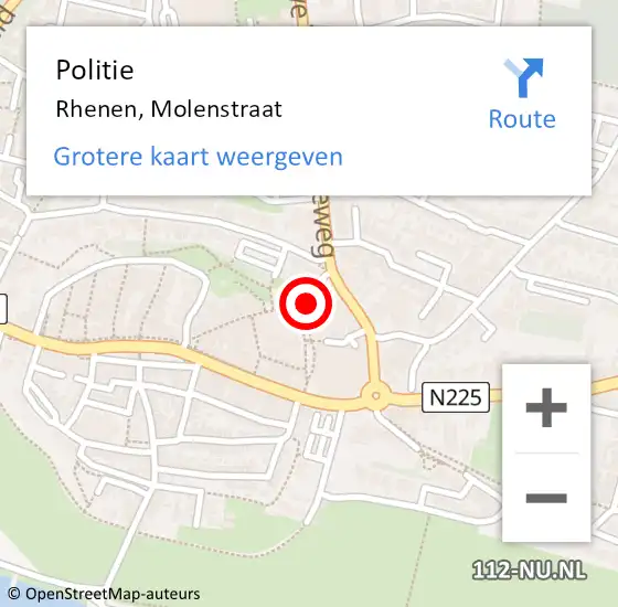 Locatie op kaart van de 112 melding: Politie Rhenen, Molenstraat op 1 april 2024 06:40