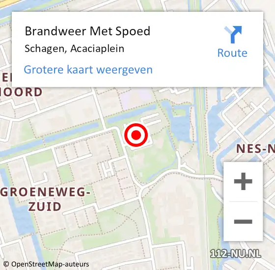 Locatie op kaart van de 112 melding: Brandweer Met Spoed Naar Schagen, Acaciaplein op 1 april 2024 06:46