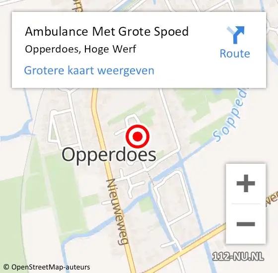 Locatie op kaart van de 112 melding: Ambulance Met Grote Spoed Naar Opperdoes, Hoge Werf op 1 april 2024 07:51