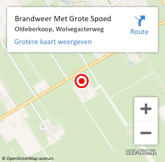 Locatie op kaart van de 112 melding: Brandweer Met Grote Spoed Naar Oldeberkoop, Wolvegasterweg op 1 april 2024 08:02