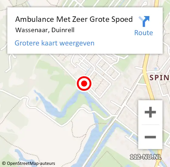 Locatie op kaart van de 112 melding: Ambulance Met Zeer Grote Spoed Naar Wassenaar, Duinrell op 1 april 2024 08:04