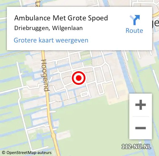 Locatie op kaart van de 112 melding: Ambulance Met Grote Spoed Naar Driebruggen, Wilgenlaan op 1 april 2024 08:40