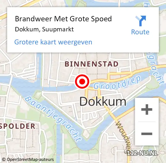 Locatie op kaart van de 112 melding: Brandweer Met Grote Spoed Naar Dokkum, Koningstraat op 1 april 2024 08:46