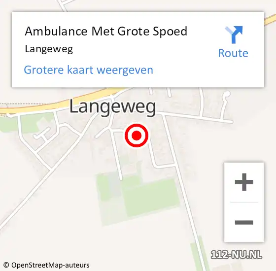 Locatie op kaart van de 112 melding: Ambulance Met Grote Spoed Naar Langeweg op 1 april 2024 09:06