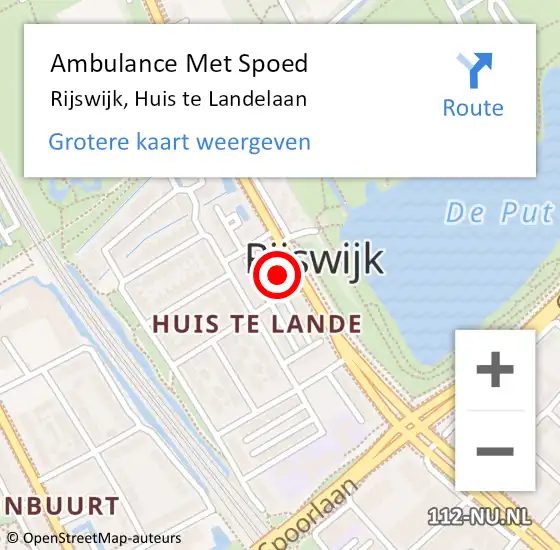 Locatie op kaart van de 112 melding: Ambulance Met Spoed Naar Rijswijk, Huis te Landelaan op 1 april 2024 09:25