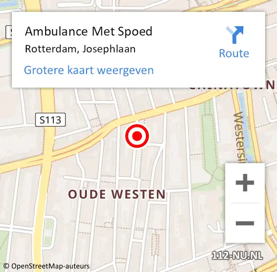 Locatie op kaart van de 112 melding: Ambulance Met Spoed Naar Rotterdam, Josephlaan op 1 april 2024 10:40
