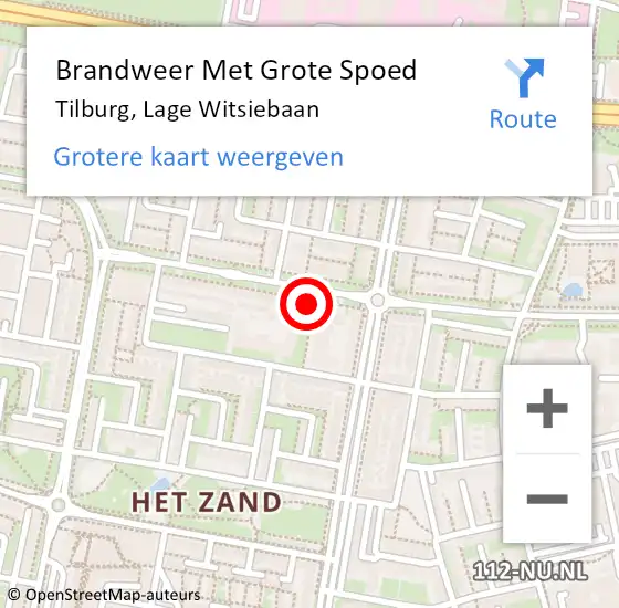 Locatie op kaart van de 112 melding: Brandweer Met Grote Spoed Naar Tilburg, Lage Witsiebaan op 1 april 2024 10:47