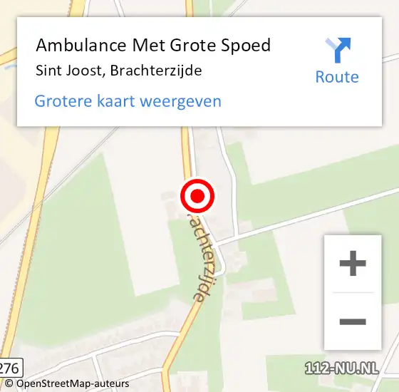 Locatie op kaart van de 112 melding: Ambulance Met Grote Spoed Naar Sint Joost, Brachterzijde op 1 april 2024 10:47