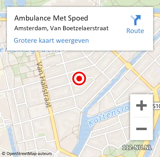 Locatie op kaart van de 112 melding: Ambulance Met Spoed Naar Amsterdam, Van Boetzelaerstraat op 1 april 2024 11:08