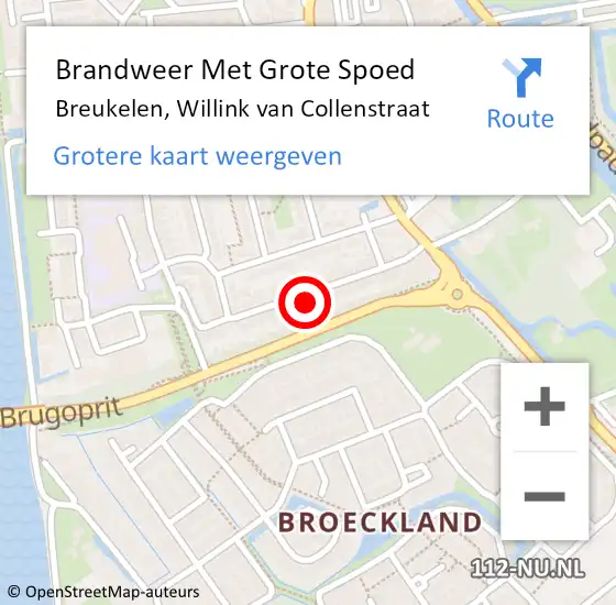 Locatie op kaart van de 112 melding: Brandweer Met Grote Spoed Naar Breukelen, Willink van Collenstraat op 1 april 2024 11:14