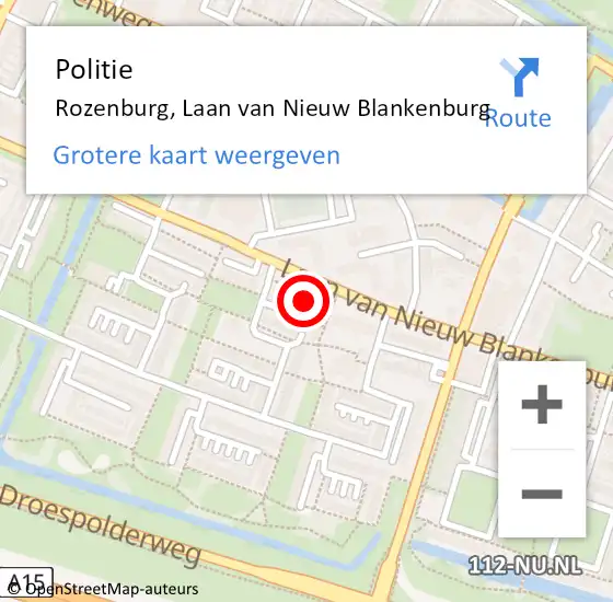 Locatie op kaart van de 112 melding: Politie Rozenburg, Laan van Nieuw Blankenburg op 1 april 2024 11:46