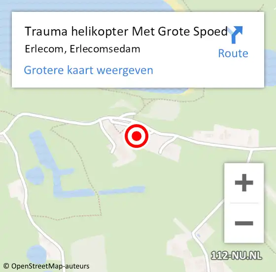 Locatie op kaart van de 112 melding: Trauma helikopter Met Grote Spoed Naar Erlecom, Erlecomsedam op 1 april 2024 12:05
