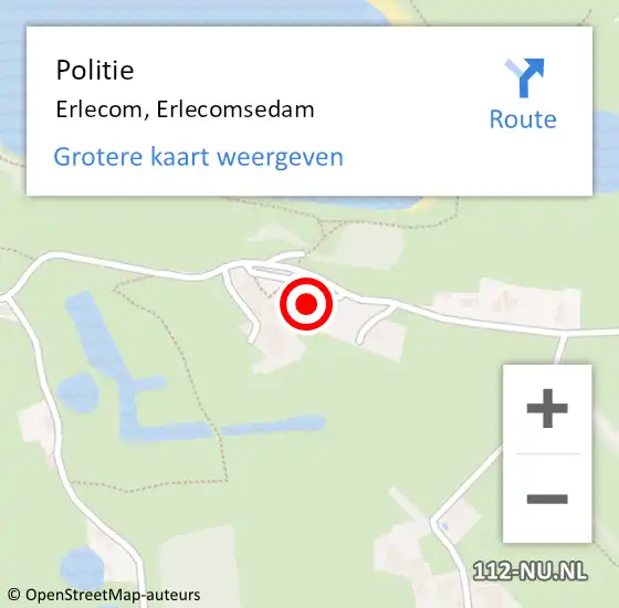 Locatie op kaart van de 112 melding: Politie Erlecom, Erlecomsedam op 1 april 2024 12:05