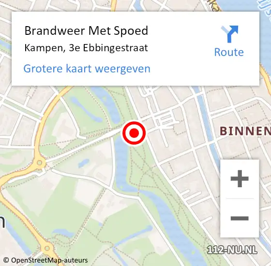 Locatie op kaart van de 112 melding: Brandweer Met Spoed Naar Kampen, 3e Ebbingestraat op 1 april 2024 12:42