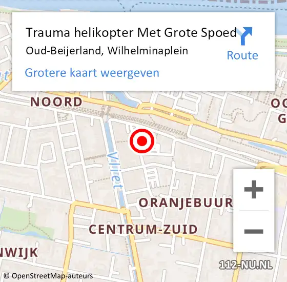 Locatie op kaart van de 112 melding: Trauma helikopter Met Grote Spoed Naar Oud-Beijerland, Wilhelminaplein op 1 april 2024 12:50