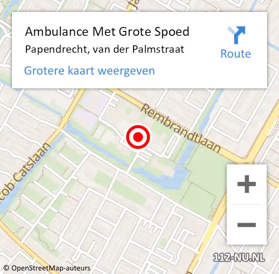 Locatie op kaart van de 112 melding: Ambulance Met Grote Spoed Naar Papendrecht, van der Palmstraat op 1 april 2024 12:51