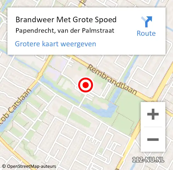Locatie op kaart van de 112 melding: Brandweer Met Grote Spoed Naar Papendrecht, van der Palmstraat op 1 april 2024 12:51