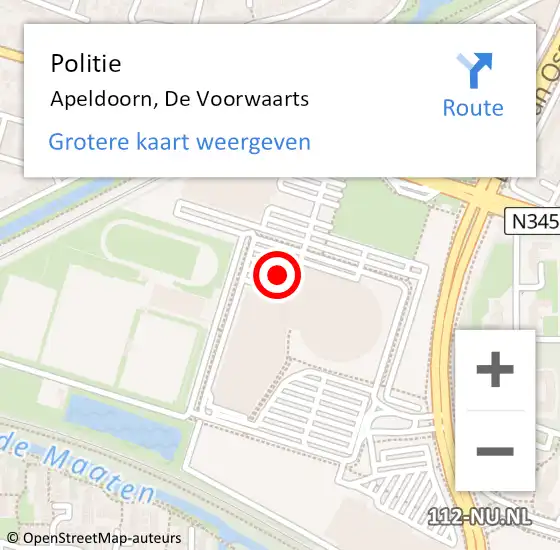 Locatie op kaart van de 112 melding: Politie Apeldoorn, De Voorwaarts op 1 april 2024 12:56
