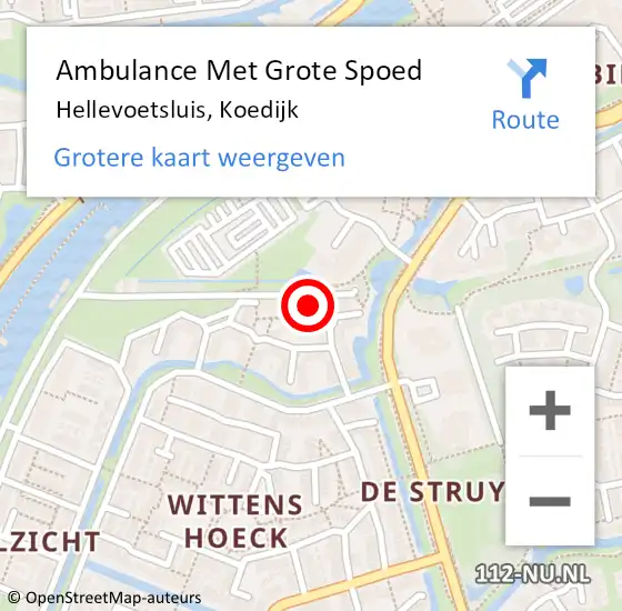 Locatie op kaart van de 112 melding: Ambulance Met Grote Spoed Naar Hellevoetsluis, Koedijk op 1 april 2024 12:59