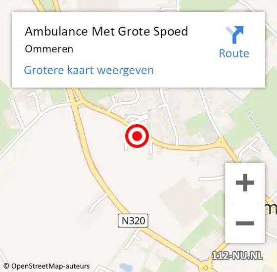 Locatie op kaart van de 112 melding: Ambulance Met Grote Spoed Naar Ommeren op 1 april 2024 13:34