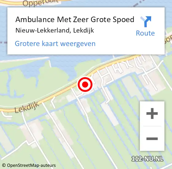 Locatie op kaart van de 112 melding: Ambulance Met Zeer Grote Spoed Naar Nieuw-Lekkerland, Lekdijk op 1 april 2024 13:35