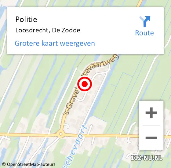 Locatie op kaart van de 112 melding: Politie Loosdrecht, De Zodde op 1 april 2024 13:42
