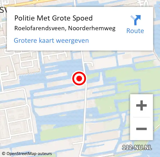 Locatie op kaart van de 112 melding: Politie Met Grote Spoed Naar Roelofarendsveen, Noorderhemweg op 1 april 2024 14:09