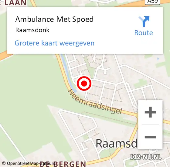 Locatie op kaart van de 112 melding: Ambulance Met Spoed Naar Raamsdonk op 1 april 2024 14:47