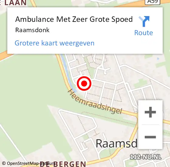 Locatie op kaart van de 112 melding: Ambulance Met Zeer Grote Spoed Naar Raamsdonk op 1 april 2024 14:48