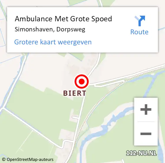 Locatie op kaart van de 112 melding: Ambulance Met Grote Spoed Naar Simonshaven, Dorpsweg op 1 april 2024 15:00