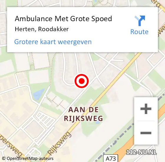 Locatie op kaart van de 112 melding: Ambulance Met Grote Spoed Naar Herten, Roodakker op 1 april 2024 15:22